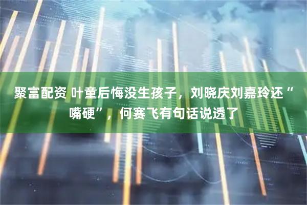 聚富配资 叶童后悔没生孩子，刘晓庆刘嘉玲还“嘴硬”，何赛飞有句话说透了